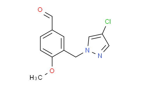 CAS No. 895930-21-9, 3-((4-Chloro-1H-pyrazol-1-yl)methyl)-4-methoxybenzaldehyde