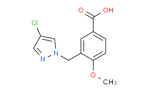 CAS No. 956786-68-8, 3-((4-Chloro-1H-pyrazol-1-yl)methyl)-4-methoxybenzoic acid
