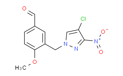 CAS No. 514801-13-9, 3-((4-Chloro-3-nitro-1H-pyrazol-1-yl)methyl)-4-methoxybenzaldehyde