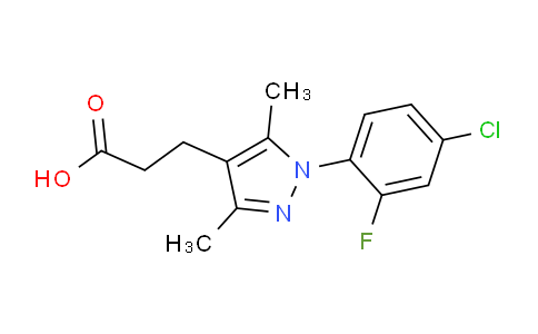 CAS No. 1416348-59-8, 3-(1-(4-Chloro-2-fluorophenyl)-3,5-dimethyl-1H-pyrazol-4-yl)propanoic acid