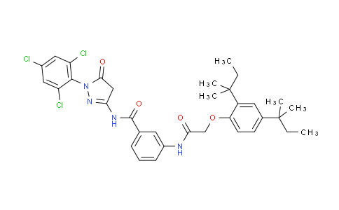 CAS No. 31188-91-7, 3-(2-(2,4-Di-tert-pentylphenoxy)acetamido)-N-(5-oxo-1-(2,4,6-trichlorophenyl)-4,5-dihydro-1H-pyrazol-3-yl)benzamide