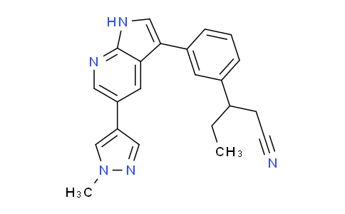 CAS No. 1956331-79-5, 3-(3-(5-(1-Methyl-1H-pyrazol-4-yl)-1H-pyrrolo[2,3-b]pyridin-3-yl)phenyl)pentanenitrile