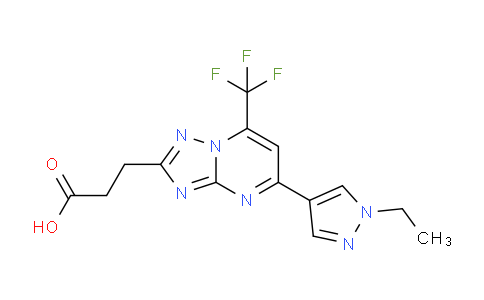 CAS No. 1174881-80-1, 3-(5-(1-Ethyl-1H-pyrazol-4-yl)-7-(trifluoromethyl)-[1,2,4]triazolo[1,5-a]pyrimidin-2-yl)propanoic acid