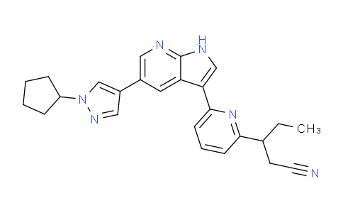 CAS No. 1956379-63-7, 3-(6-(5-(1-Cyclopentyl-1H-pyrazol-4-yl)-1H-pyrrolo[2,3-b]pyridin-3-yl)pyridin-2-yl)pentanenitrile