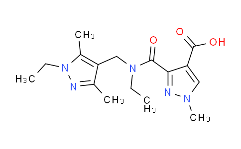 CAS No. 1006492-55-2, 3-(Ethyl((1-ethyl-3,5-dimethyl-1H-pyrazol-4-yl)methyl)carbamoyl)-1-methyl-1H-pyrazole-4-carboxylic acid