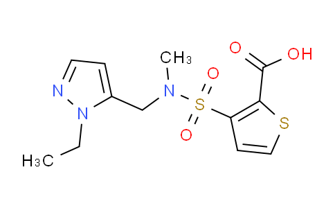 CAS No. 1171417-13-2, 3-(N-((1-Ethyl-1H-pyrazol-5-yl)methyl)-N-methylsulfamoyl)thiophene-2-carboxylic acid