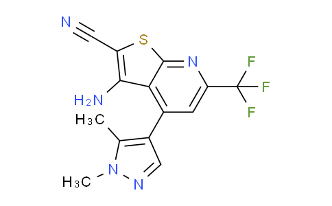 CAS No. 1020058-98-3, 3-Amino-4-(1,5-dimethyl-1H-pyrazol-4-yl)-6-(trifluoromethyl)thieno[2,3-b]pyridine-2-carbonitrile