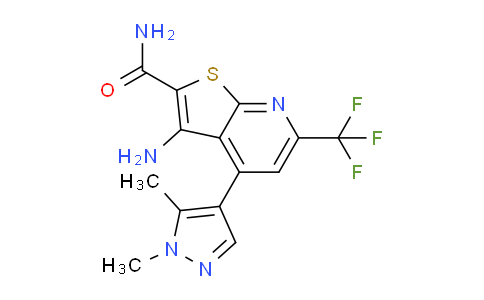 CAS No. 1005632-64-3, 3-Amino-4-(1,5-dimethyl-1H-pyrazol-4-yl)-6-(trifluoromethyl)thieno[2,3-b]pyridine-2-carboxamide