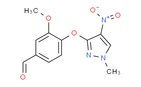 CAS No. 1429418-15-4, 3-Methoxy-4-((1-methyl-4-nitro-1H-pyrazol-3-yl)oxy)benzaldehyde