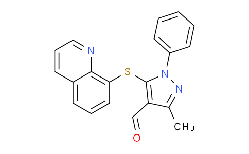 CAS No. 1001510-34-4, 3-Methyl-1-phenyl-5-(quinolin-8-ylthio)-1H-pyrazole-4-carbaldehyde