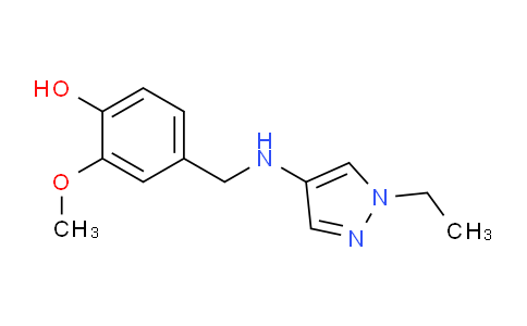 CAS No. 1006464-15-8, 4-(((1-Ethyl-1H-pyrazol-4-yl)amino)methyl)-2-methoxyphenol