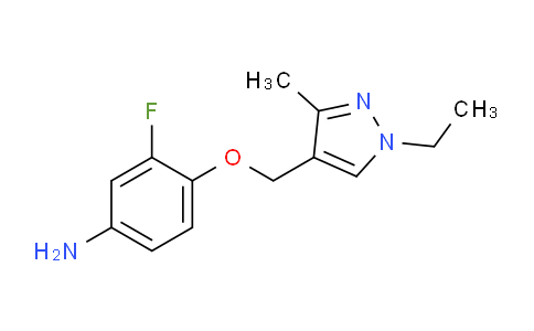 CAS No. 1006961-09-6, 4-((1-Ethyl-3-methyl-1H-pyrazol-4-yl)methoxy)-3-fluoroaniline