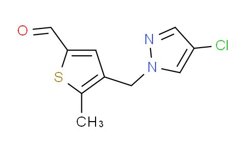 CAS No. 1006448-83-4, 4-((4-Chloro-1H-pyrazol-1-yl)methyl)-5-methylthiophene-2-carbaldehyde