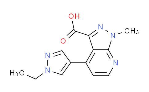 CAS No. 1354705-96-6, 4-(1-Ethyl-1H-pyrazol-4-yl)-1-methyl-1H-pyrazolo[3,4-b]pyridine-3-carboxylic acid