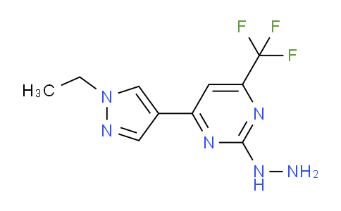 CAS No. 1004644-05-6, 4-(1-Ethyl-1H-pyrazol-4-yl)-2-hydrazinyl-6-(trifluoromethyl)pyrimidine