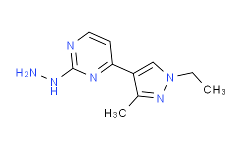 CAS No. 1006336-77-1, 4-(1-Ethyl-3-methyl-1H-pyrazol-4-yl)-2-hydrazinylpyrimidine