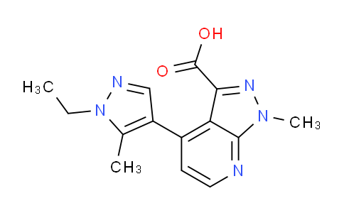 CAS No. 1354706-22-1, 4-(1-Ethyl-5-methyl-1H-pyrazol-4-yl)-1-methyl-1H-pyrazolo[3,4-b]pyridine-3-carboxylic acid