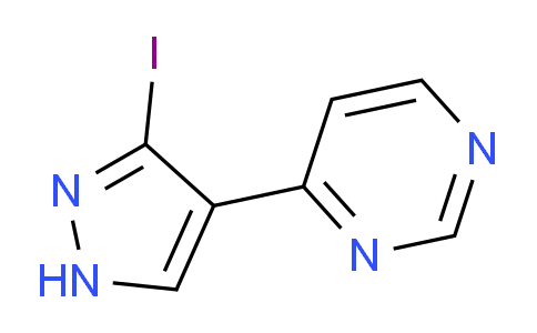 CAS No. 1111638-50-6, 4-(3-Iodo-1H-pyrazol-4-yl)pyrimidine