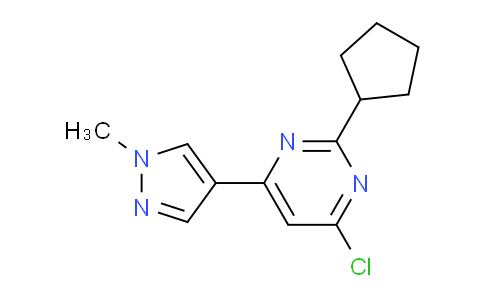 CAS No. 1707374-01-3, 4-Chloro-2-cyclopentyl-6-(1-methyl-1H-pyrazol-4-yl)pyrimidine