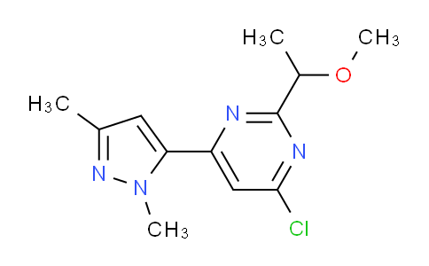 CAS No. 1707571-11-6, 4-Chloro-6-(1,3-dimethyl-1H-pyrazol-5-yl)-2-(1-methoxyethyl)pyrimidine