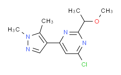 CAS No. 1707735-32-7, 4-Chloro-6-(1,5-dimethyl-1H-pyrazol-4-yl)-2-(1-methoxyethyl)pyrimidine