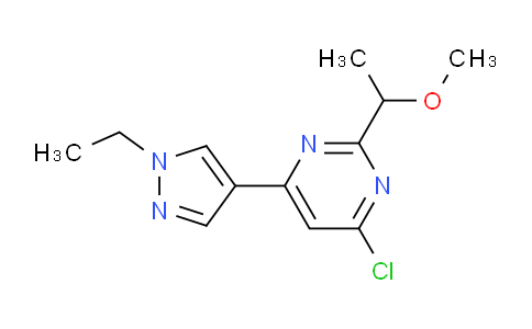 CAS No. 1708288-57-6, 4-Chloro-6-(1-ethyl-1H-pyrazol-4-yl)-2-(1-methoxyethyl)pyrimidine