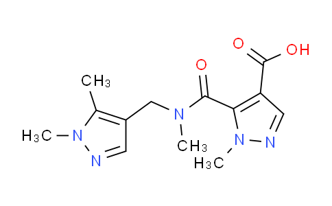 CAS No. 1006456-41-2, 5-(((1,5-Dimethyl-1H-pyrazol-4-yl)methyl)(methyl)carbamoyl)-1-methyl-1H-pyrazole-4-carboxylic acid