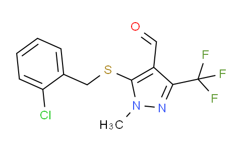 CAS No. 321533-90-8, 5-((2-Chlorobenzyl)thio)-1-methyl-3-(trifluoromethyl)-1H-pyrazole-4-carbaldehyde