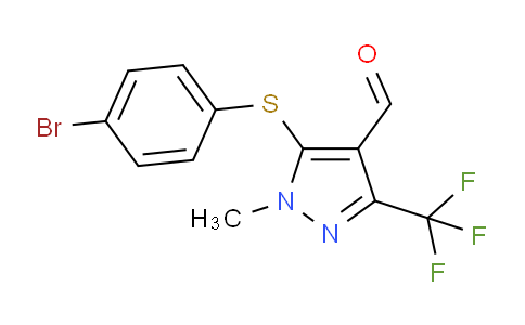 CAS No. 321848-45-7, 5-((4-Bromophenyl)thio)-1-methyl-3-(trifluoromethyl)-1H-pyrazole-4-carbaldehyde