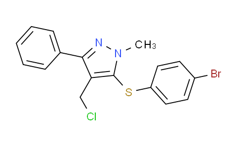CAS No. 318959-24-9, 5-((4-Bromophenyl)thio)-4-(chloromethyl)-1-methyl-3-phenyl-1H-pyrazole