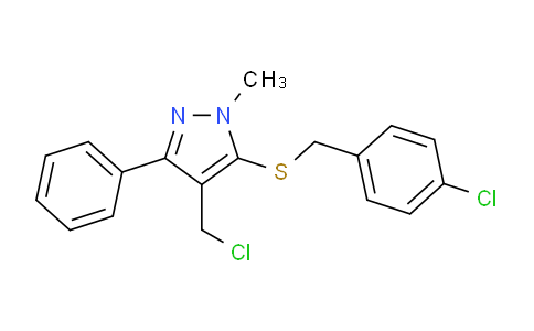 CAS No. 318959-23-8, 5-((4-Chlorobenzyl)thio)-4-(chloromethyl)-1-methyl-3-phenyl-1H-pyrazole