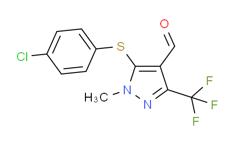 CAS No. 321533-70-4, 5-((4-Chlorophenyl)thio)-1-methyl-3-(trifluoromethyl)-1H-pyrazole-4-carbaldehyde