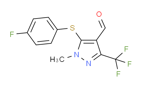 CAS No. 321848-46-8, 5-((4-Fluorophenyl)thio)-1-methyl-3-(trifluoromethyl)-1H-pyrazole-4-carbaldehyde