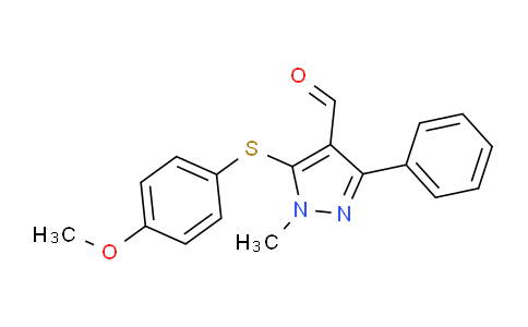 CAS No. 321998-19-0, 5-((4-Methoxyphenyl)thio)-1-methyl-3-phenyl-1H-pyrazole-4-carbaldehyde