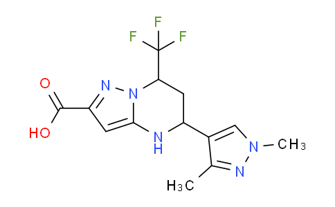 CAS No. 1005560-38-2, 5-(1,3-Dimethyl-1H-pyrazol-4-yl)-7-(trifluoromethyl)-4,5,6,7-tetrahydropyrazolo[1,5-a]pyrimidine-2-carboxylic acid