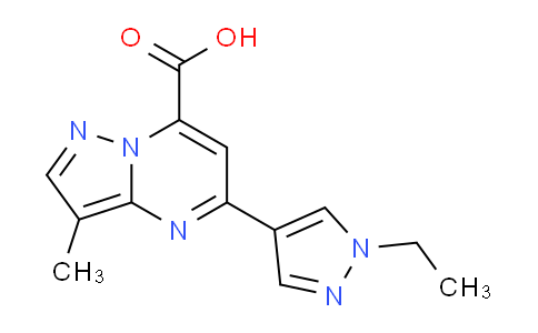 CAS No. 1443279-53-5, 5-(1-Ethyl-1H-pyrazol-4-yl)-3-methylpyrazolo[1,5-a]pyrimidine-7-carboxylic acid