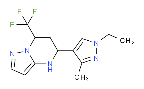 CAS No. 1006342-77-3, 5-(1-Ethyl-3-methyl-1H-pyrazol-4-yl)-7-(trifluoromethyl)-4,5,6,7-tetrahydropyrazolo[1,5-a]pyrimidine