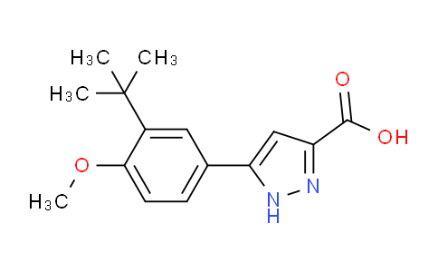 CAS No. 1037734-71-6, 5-(3-(tert-Butyl)-4-methoxyphenyl)-1H-pyrazole-3-carboxylic acid