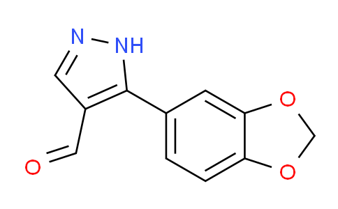 CAS No. 1046461-90-8, 5-(Benzo[d][1,3]dioxol-5-yl)-1H-pyrazole-4-carbaldehyde