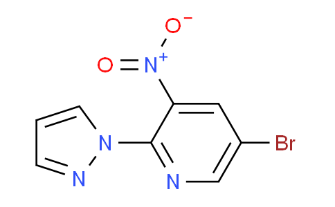 CAS No. 446284-40-8, 5-Bromo-3-nitro-2-(1H-pyrazol-1-yl)pyridine