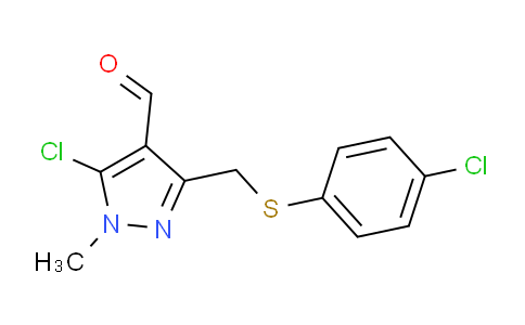 CAS No. 318234-27-4, 5-Chloro-3-(((4-chlorophenyl)thio)methyl)-1-methyl-1H-pyrazole-4-carbaldehyde