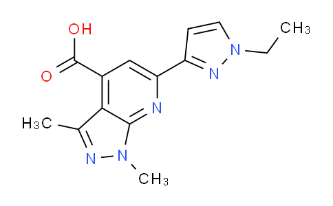 CAS No. 1171838-47-3, 6-(1-Ethyl-1H-pyrazol-3-yl)-1,3-dimethyl-1H-pyrazolo[3,4-b]pyridine-4-carboxylic acid