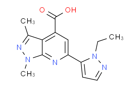 CAS No. 1170064-23-9, 6-(1-Ethyl-1H-pyrazol-5-yl)-1,3-dimethyl-1H-pyrazolo[3,4-b]pyridine-4-carboxylic acid