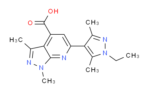 CAS No. 1006348-91-9, 6-(1-Ethyl-3,5-dimethyl-1H-pyrazol-4-yl)-1,3-dimethyl-1H-pyrazolo[3,4-b]pyridine-4-carboxylic acid