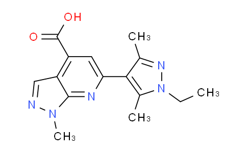 CAS No. 1006320-14-4, 6-(1-Ethyl-3,5-dimethyl-1H-pyrazol-4-yl)-1-methyl-1H-pyrazolo[3,4-b]pyridine-4-carboxylic acid
