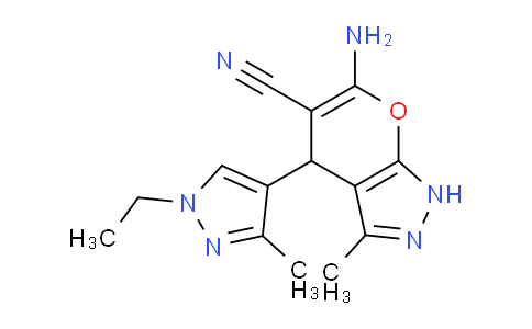 CAS No. 1006326-38-0, 6-Amino-4-(1-ethyl-3-methyl-1H-pyrazol-4-yl)-3-methyl-1,4-dihydropyrano[2,3-c]pyrazole-5-carbonitrile