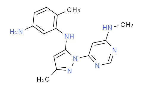 CAS No. 1018473-31-8, 6-Methyl-N1-(3-methyl-1-(6-(methylamino)pyrimidin-4-yl)-1H-pyrazol-5-yl)benzene-1,3-diamine
