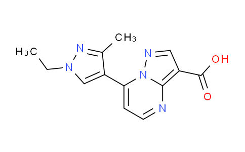 CAS No. 1001500-35-1, 7-(1-Ethyl-3-methyl-1H-pyrazol-4-yl)pyrazolo[1,5-a]pyrimidine-3-carboxylic acid