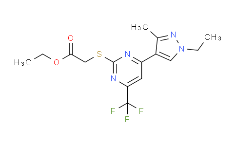 CAS No. 1002535-18-3, Ethyl 2-((4-(1-ethyl-3-methyl-1H-pyrazol-4-yl)-6-(trifluoromethyl)pyrimidin-2-yl)thio)acetate