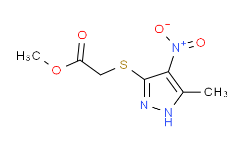 CAS No. 1240284-08-5, Methyl 2-((5-methyl-4-nitro-1H-pyrazol-3-yl)thio)acetate